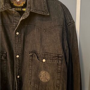 Harley-Davidson black button down with pearl buttons